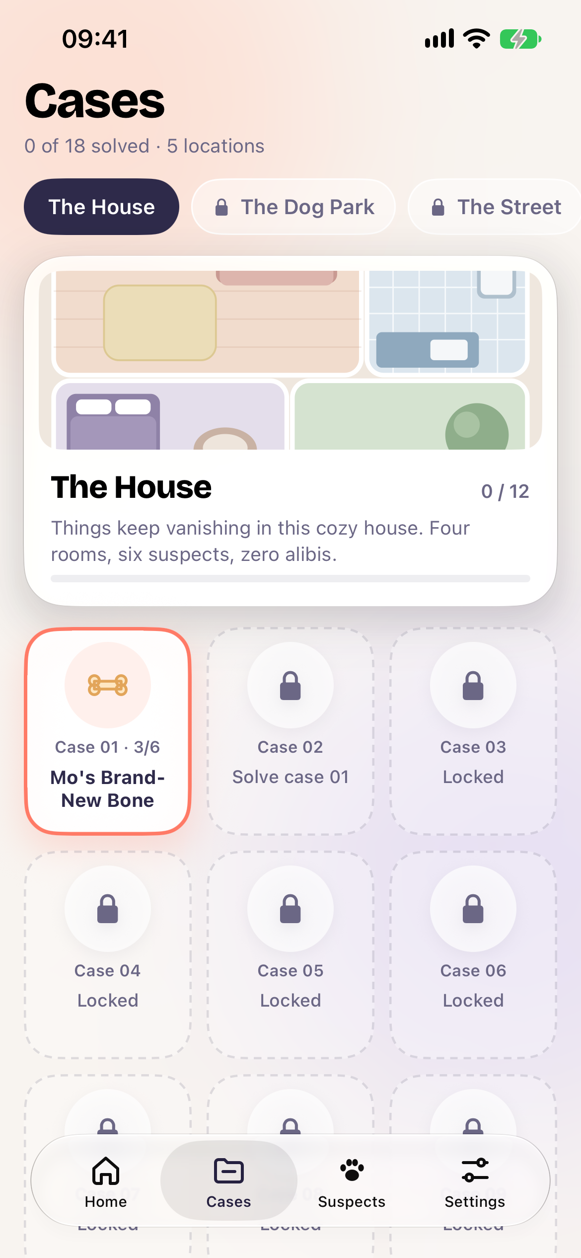 The case board for the House.